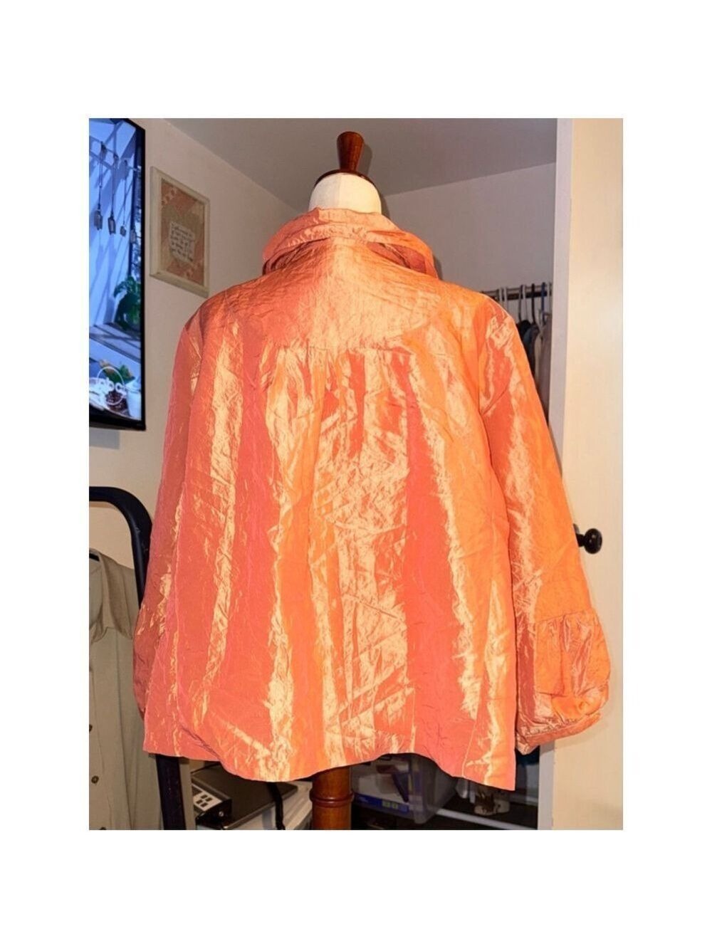A. B. Lambdin jacket size 2X orange ruffles USA big buttons - Picture 10 of 12